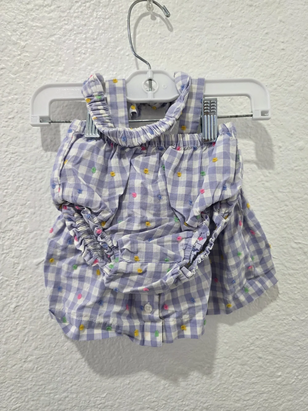 Baby GAP Lavender Gingham Embroidered Dot Sundress 3 Piece